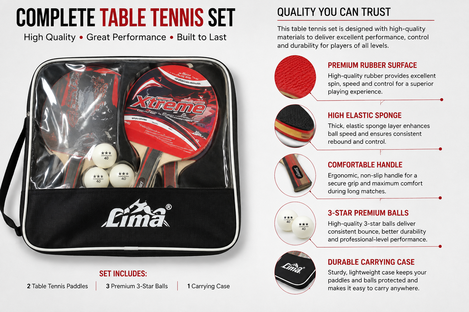 Table Tennis Racket Set